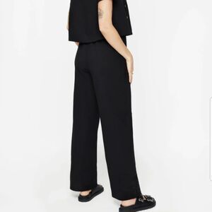 NWT Disturbia Thorell Embroidered Cotton Wide Leg Trouser Black Size 14